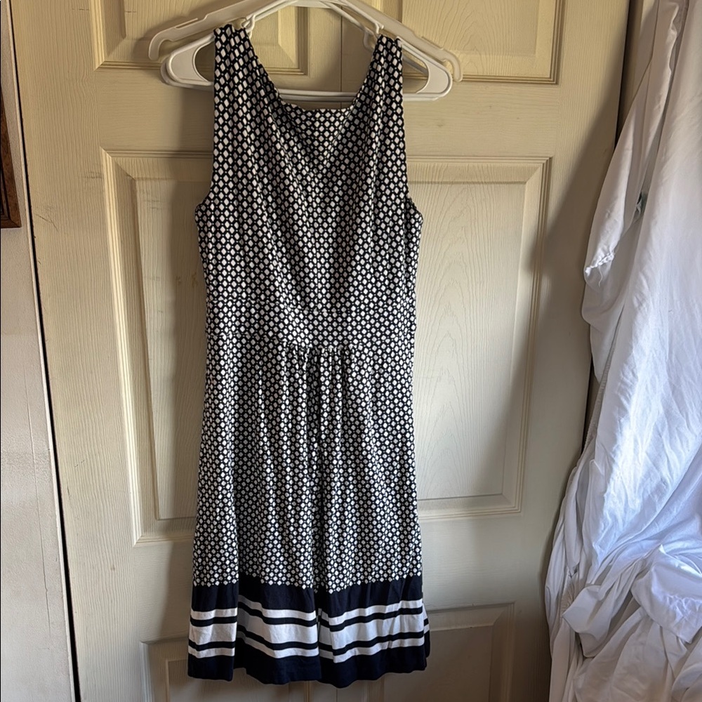 Lands end Sleeveless Dress - navy and White - Picture 3 of 5